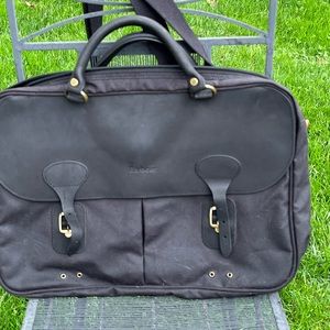 Barbour waxed cotton and leather briefcase